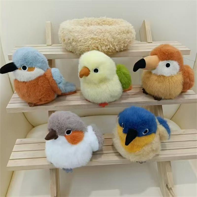 Mignon Réaliste Kiwi Perroquet Mésange Peluche Poupée Pendentif Porte-clés Accroche Sac Ornement Cadeaux