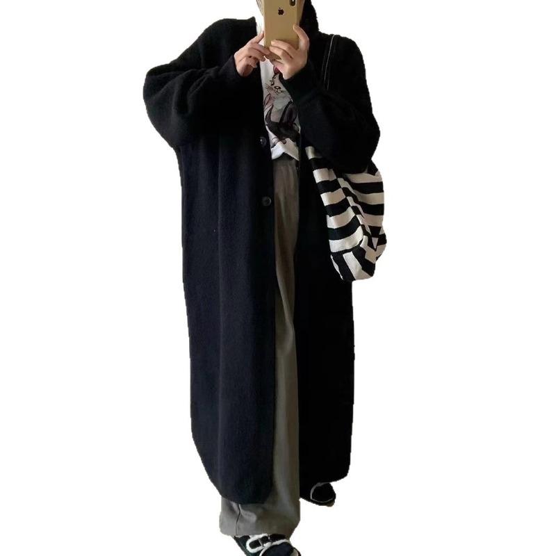 New Long Sweater Jacket Women's Lazy Wind Loose Thick Temperament Casual Solid Color Knitted Coat