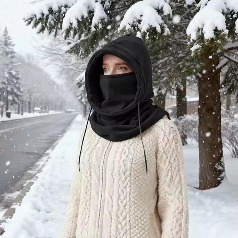 Winterwarme Mütze mit Maske und Nackenwärmer Unisex Sturmhaube Kapuze Winddichte Maske mit Kordelzug Reitkopfbedeckung Warme Mütze