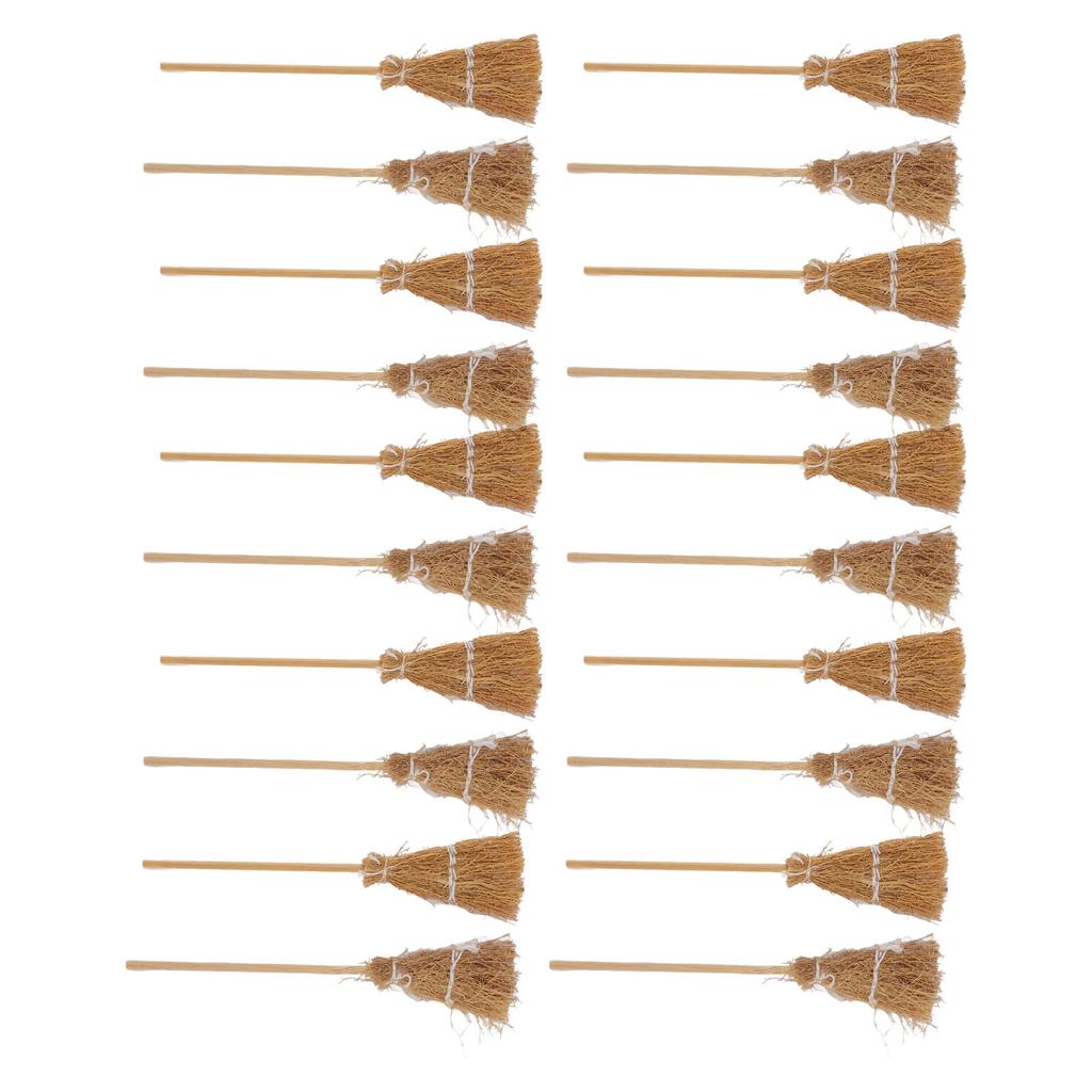 20pcs Mini Witch Broom White Rope Decoration DIY Mini Witch Miniature Witch Broom for Halloween