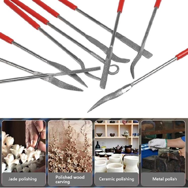 10Pcs Hard Metal Rotary File 140mm Diamond Needle File Set For Lime Metal Glass