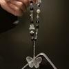 Y2K Clear Bead Phone Strap Fashion Bowknot Wrist Short Rope Phone Lanyard  Phone Bag Accessories