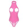 Sexy Womens Cutout Patent Leather Bodysuit Halter Neck Backless Lingerie One Piece Clubwear Erotic Open Crotch Teddies Costume