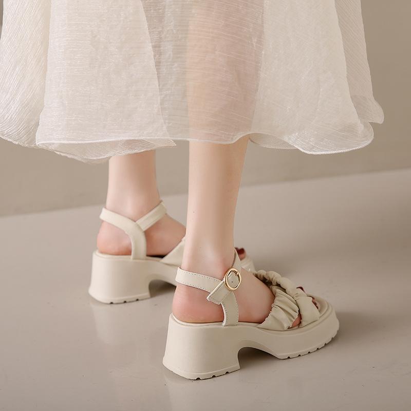 Fashion Women's Round Open-Sole Sandals, Sexy Outerwear, Fashionable, Solid, 2024 New Summer Collection