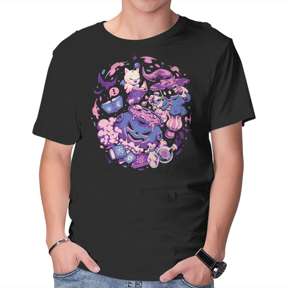 Unisex Crew Neck T-Shirt Mage Spell Graphic Short Sleeve Casual Tee M