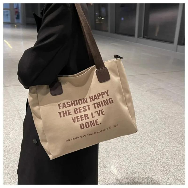 Multifunctional Chest Bag Fashion Trend Large Capacity Canvas Shopping Tote Bag Single Shoulder Bag Class Artistic Handbag 1Pc