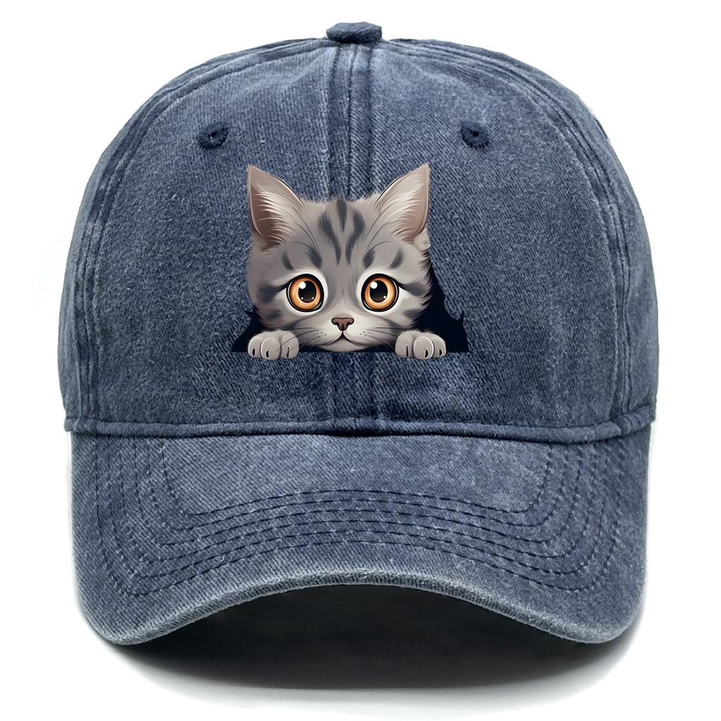 Cute Cat Print Snapback Sun Hat Cat Avatar Woman's Cap Cozy Adjustable Strap Baseball Hat Perfect For Outdoor Accessory