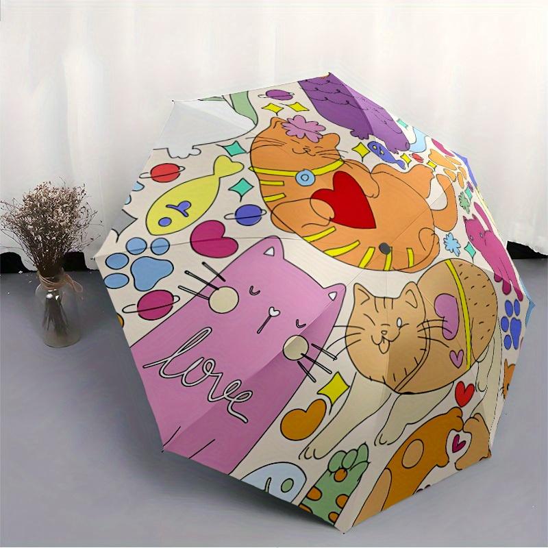 1pc Cat-themed Automatic Opening/closing Umbrella with Auto Open/Close, Windproof, Foldable Sunshade, Perfect Gift for Friends, Durable Plas