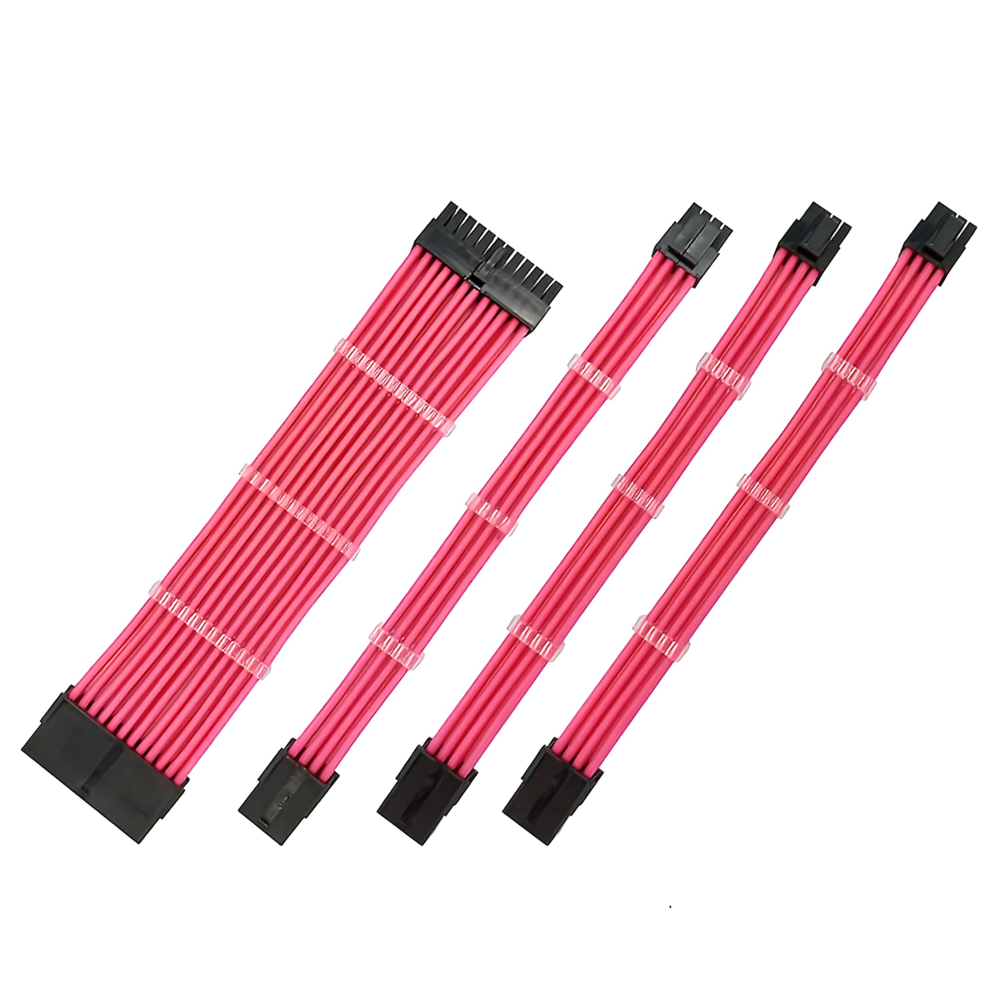 

Sleeve Cable Extension Cable 30cm 24pin 8pin x x Motherboard Graphic Board Power Supply Unit with Cable Comb [Small Lab] (6+2pin 2, 4+4pin 1) (Pink) рожевий