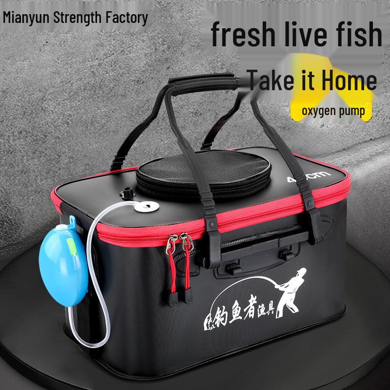 Folding Fish Guard Bucket: One-Piece Fishing Gear Set with Live Fish Storage