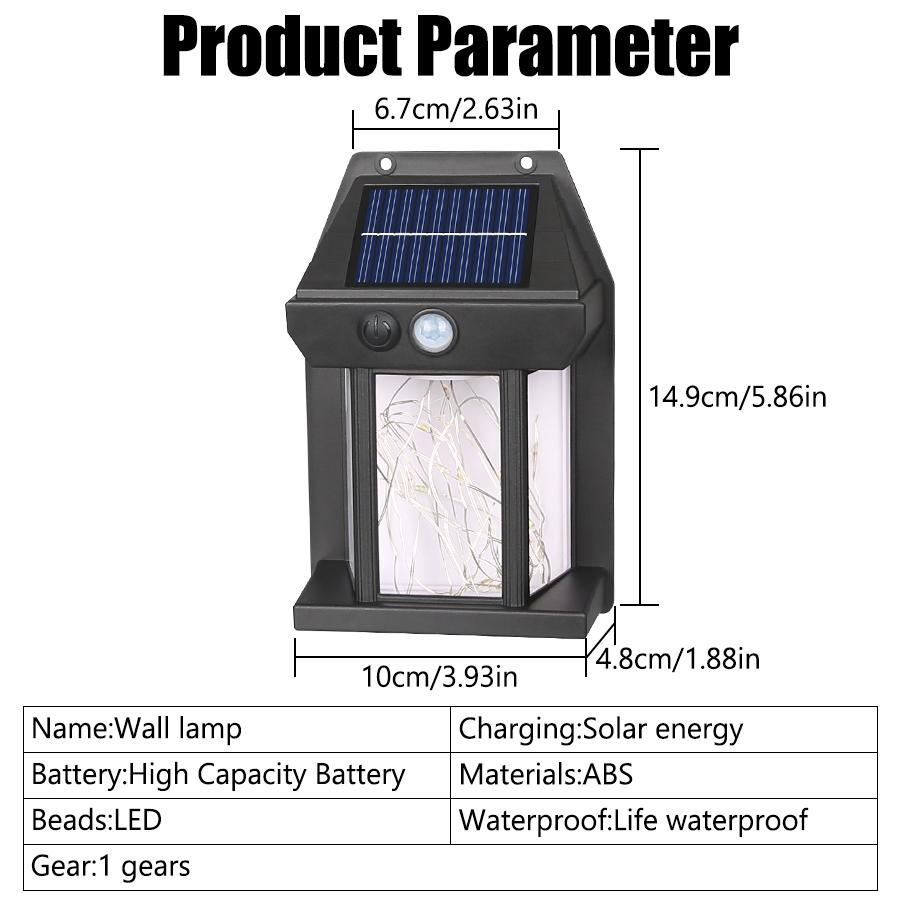 LED Wall Lights Solar Rechargeable Fairy Porch Lights Outdoor Waterproof Garden Patio Villa Landscape Decoration Torch Lanterns