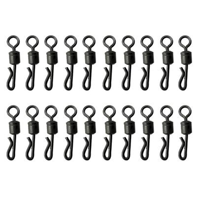 50PC Stainless Steel Ball Bearing Fishing Swivel With Lock Snap Dual Lock Snap