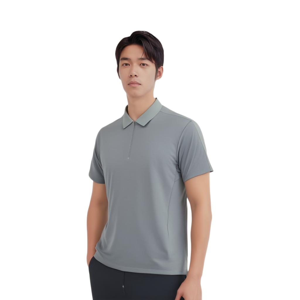 Anta Champion All-Weather Series Comfortable Casual Simple Solid Color Pullover Short Sleeve Polo Shirt Men Polo Shirts Monet-Gray 152520131-2