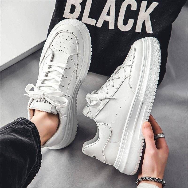 Little white shoes men's spring new breathable trend versatile pure white thick baseplate shoes student leisure sports men's shoes