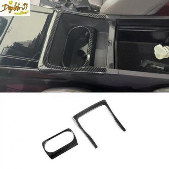 For Toyota bZ4X   Carbon Fiber Front Water Cup Holder Frame Cover Trim