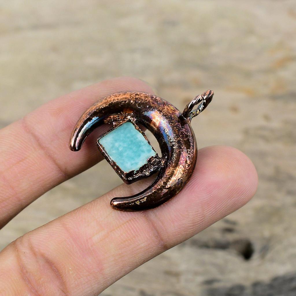 Amazonit Anhänger Elektrogeformter Kupfer Anhänger Neuestes Design Anhänger Elektrogeformter Schmuck Handgemacht zierlicher Edelstein Anhänger Jahrestag Geschenk