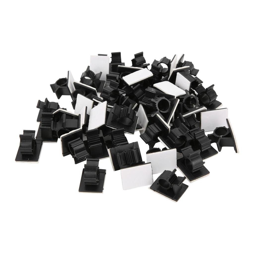50pcs Cable Management Clips Adjustable Adhesive Nylon Wire Cord Clamp Organizer Black