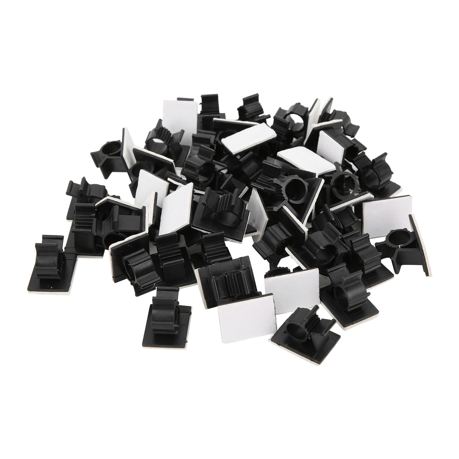 

50pcs Cable Management Clips Adjustable Adhesive Nylon Wire Cord Clamp Organizer Black