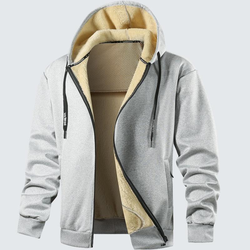 Winter Casual Sports Fleece Coats Men Lambswool Zipper Hoodies Men's Thicken Warm Jackets Long Sleeve Zip Up Hooded Sweatshirts