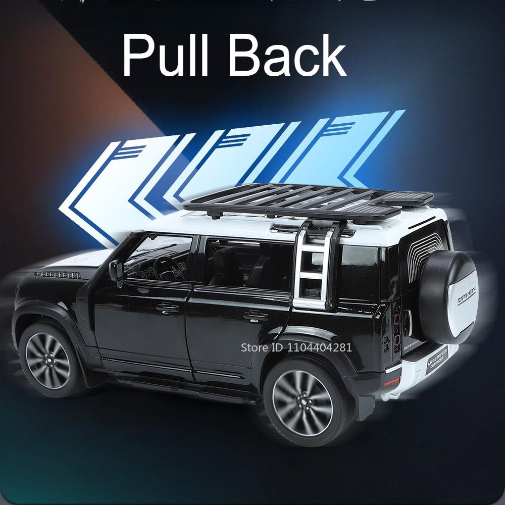 1:24 Land Rover Defender Range Rover Sv Alloy Diecast Model Car Toys 6 Doors Opened Sound Light Pull Back Cars For Boys Gift