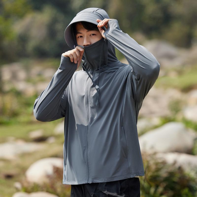 Ice silk sun-protective shirt for women, couple's ultra-thin fishing outdoor skin shirt, UV-resistant breathable sun-protective shirt for men