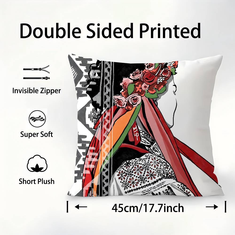 Tradycyjna Ukraińska Poszewka na Poduszkę Dekoracyjna na Kanapę Domowa Dwustronny Nadruk Krótki Plusz Poszewka na Poduszkę Poduszkę Prezent Świąteczny