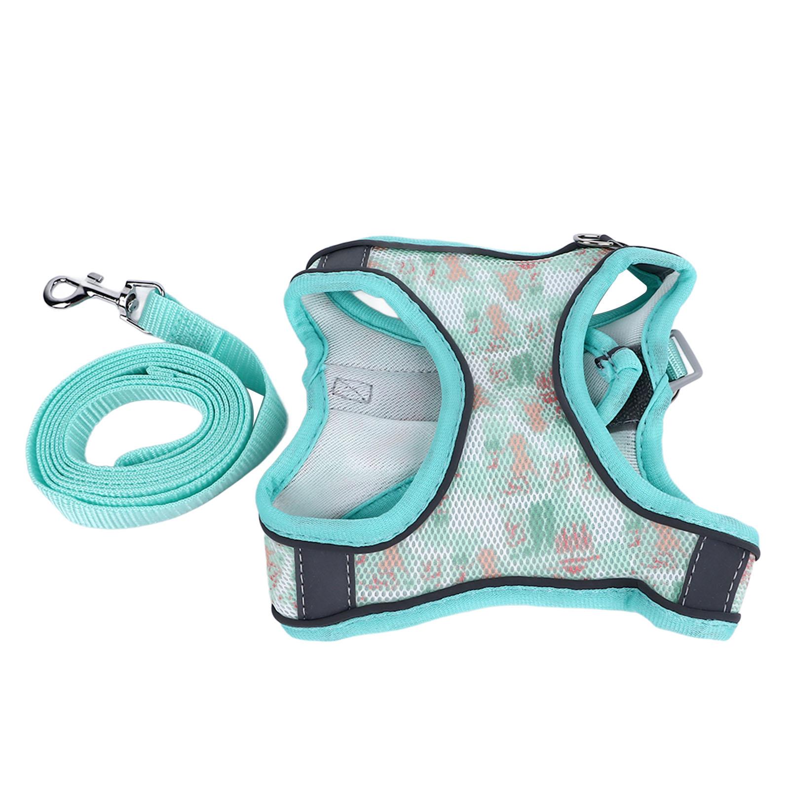 

Шлейка для питомца Поводок Дышащая Регулируемая Светоотражающая Жилет-поводок для выгула собак для маленьких и средних кошек S зелёный