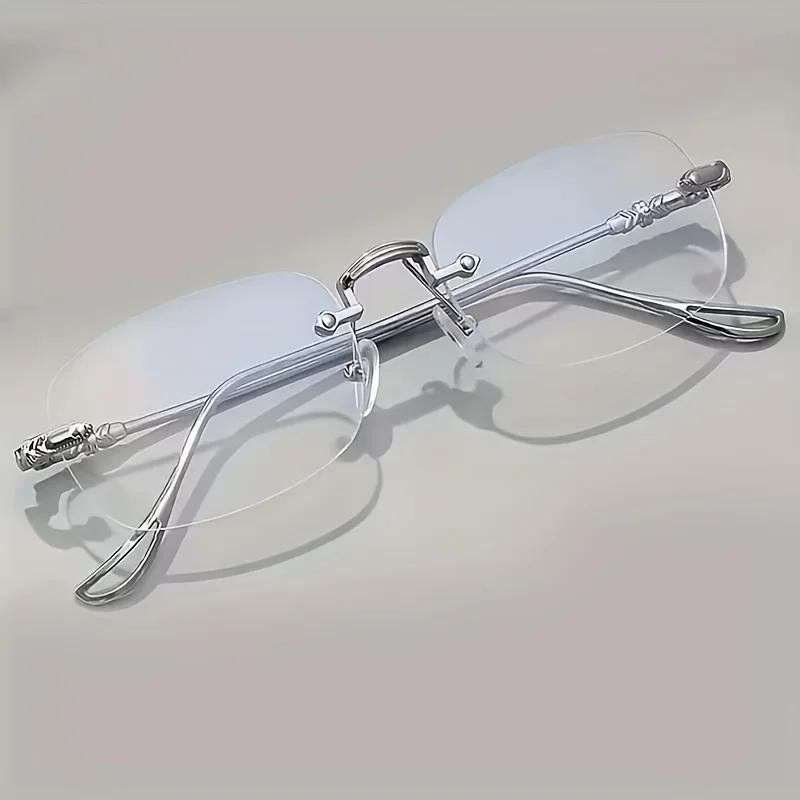 Exquisite Frameless Square Metal Flat Glasses Suitable for Boys and Girls' Daily Leisure Campus Business Decoration