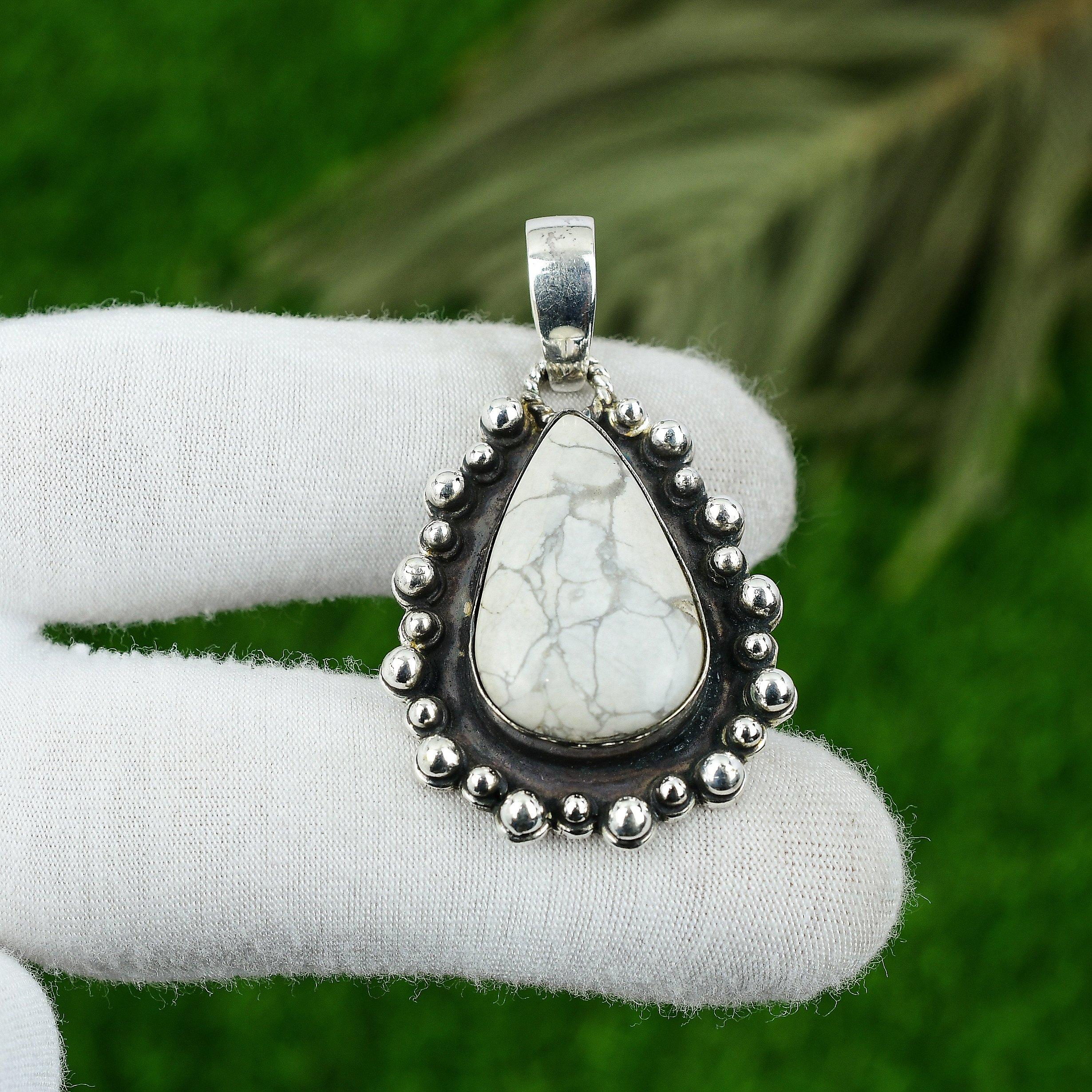 

Подвеска из натурального камня гаулита, серебро 925 пробы, индийские украшения для девочек