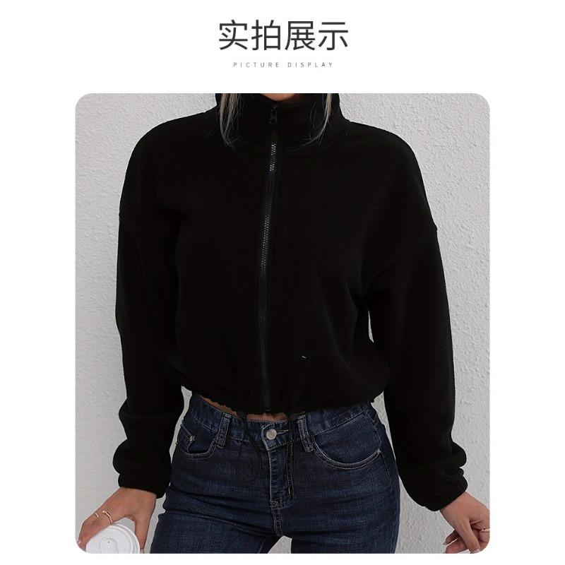 Women S Fleece Jacket Thick Warm Loose Stand Collar Zip Up Long Sleeve Autumn Winter
