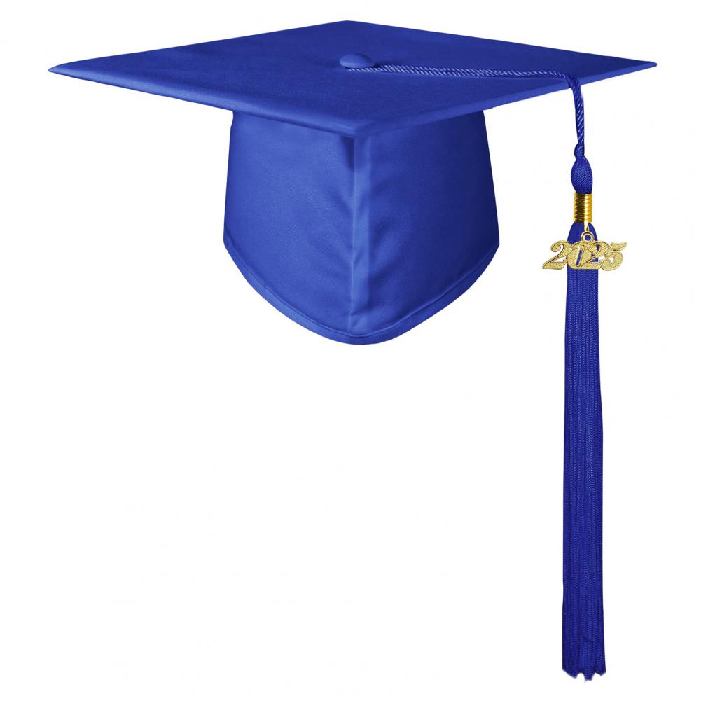 40cm Bachelor s Cap Matte Adult Graduation Cap Adjustable With 2025 Charm Long Tassels Graduation Attire For College Graduation синий
