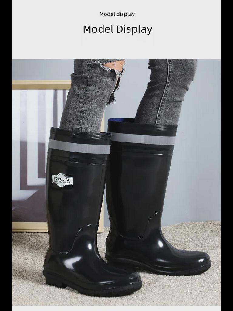 2025 Men's Waterproof Non-Slip High-Top Mining Boots with Thick Soles and Reflective Strips for Coal Mine Protection