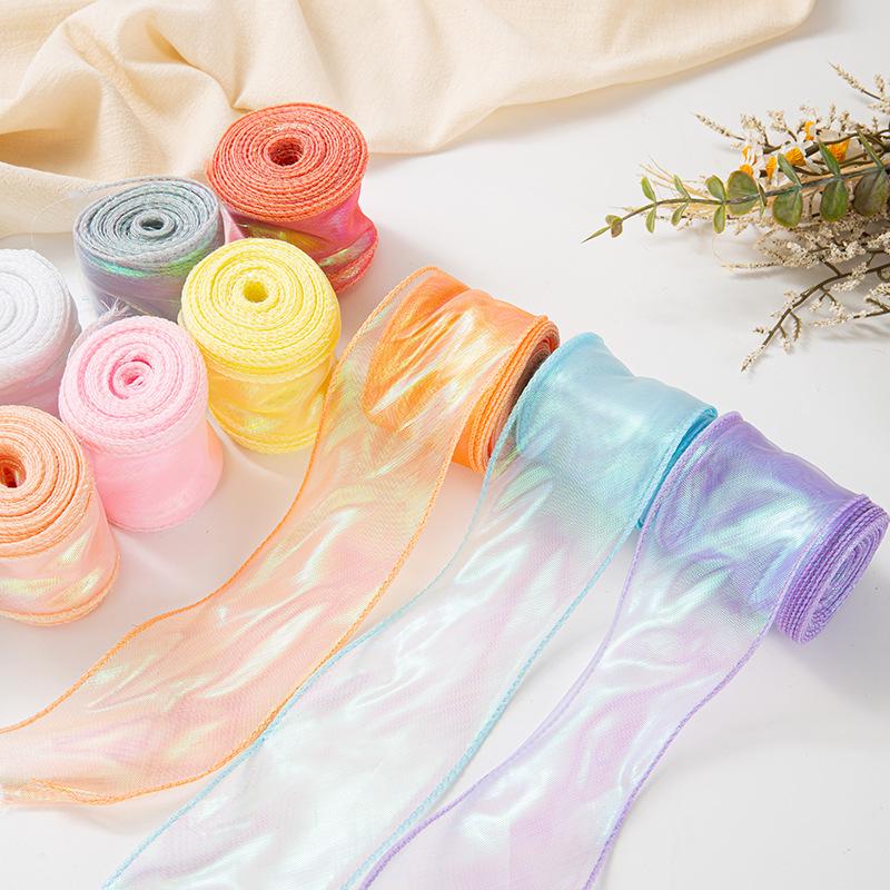 6cm Iridescent Fish Tail Ribbon for Cake Wraps, Bouquets, Gift Boxes, and DIY Projects.