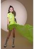 Fluorescent Green Girls' T-shirt & Skort Set - Trendy, Sporty Style for Middle & Older Kids, Ideal for Daily Wear & Fashion Shows