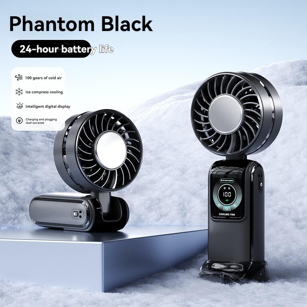 Nový Ledový Kompresor Rychlý Ventilátor Polovodičové Chlazení Ruční Ventilátor Přenosný na Krk Digitální Displej Skládací Ventilátor