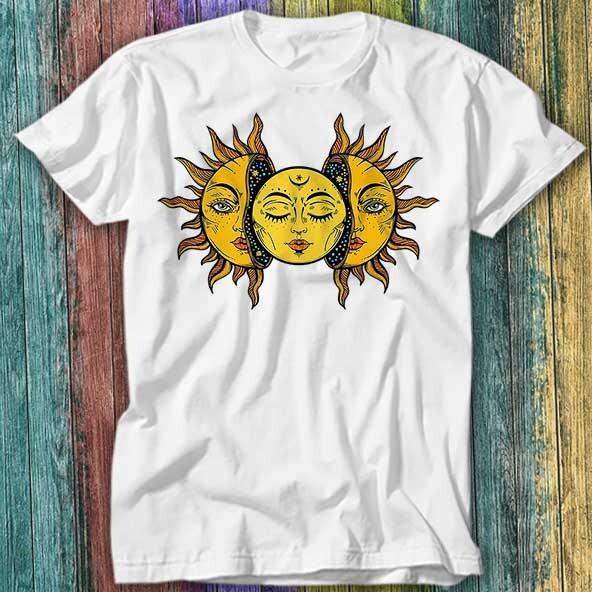 

Moon Inside of The Sun Tarot Psychedelic T Shirt Top Tee 467 4XL