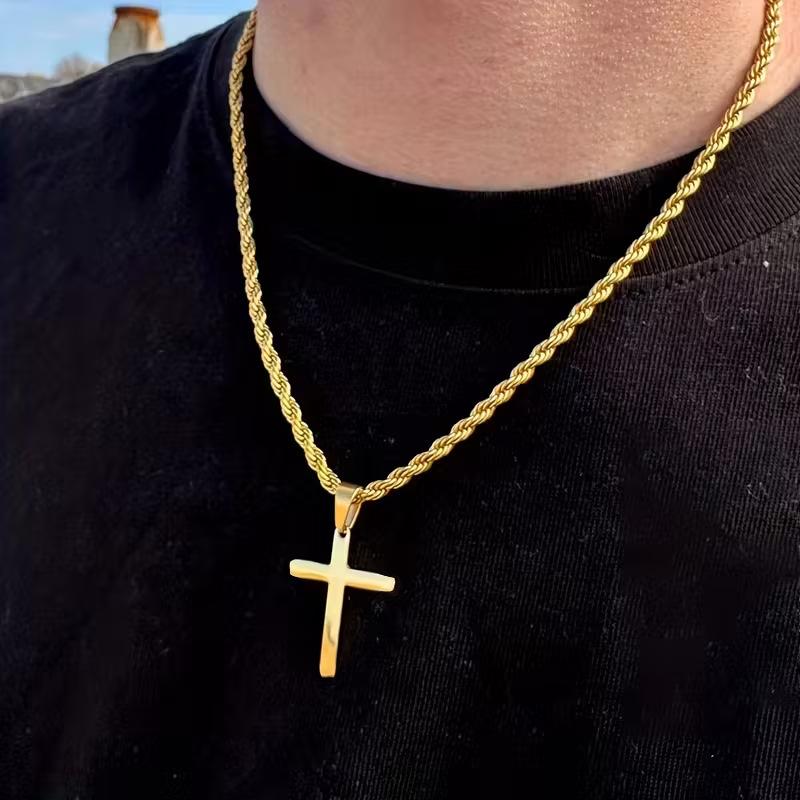 IF ME 1PCS Fashion Light Luxury Cross Pendant Necklaces for Women Gold Silver Color Clavicle Chain Necklace Jewelry