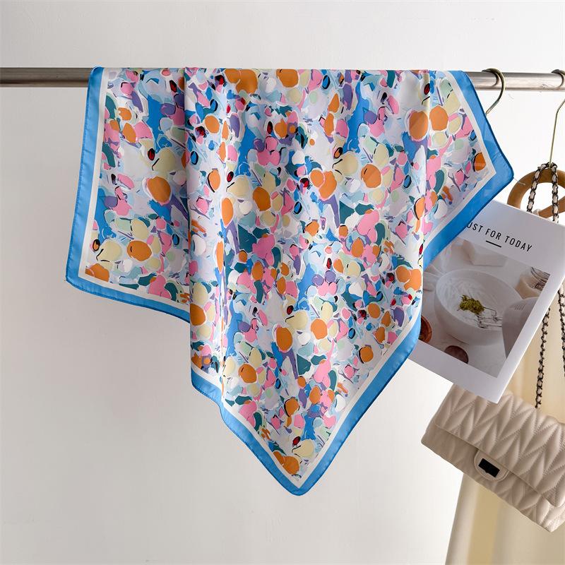 Luxury Print Small Square Scarf Simulated Silk Thin Neck Scarf Fashion Sunscreen Headscarf Women 70x70cm Neckerchief Headband