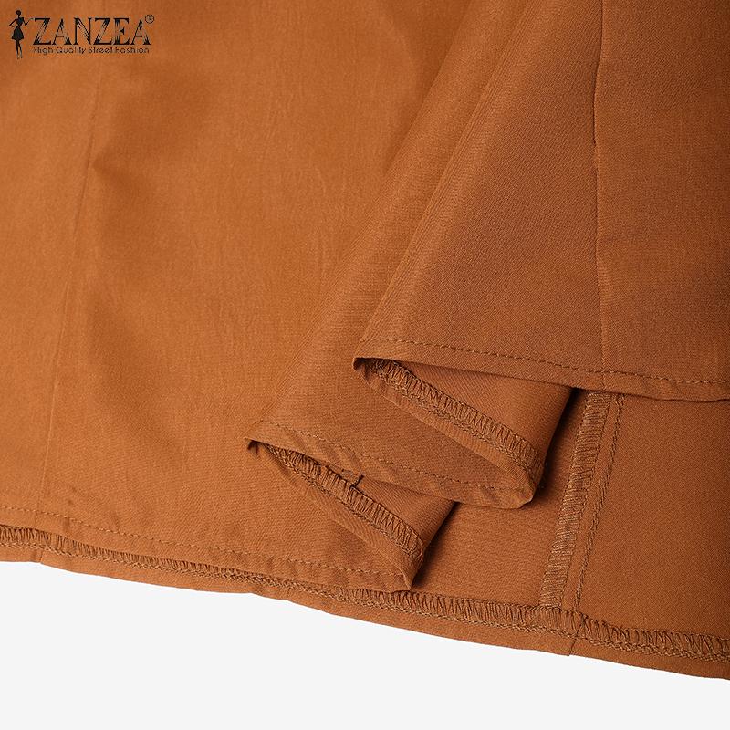 ZANZEA Women Casual Round Neck Loose Half Sleeve Long Dress