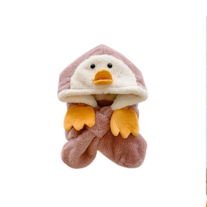 Hiver Chapeau d'enfant Écharpe Intégrée Garçons et Filles Épaissi Chaud Bébé Mignon Bébé Animal Coupe-vent Cache-oreilles