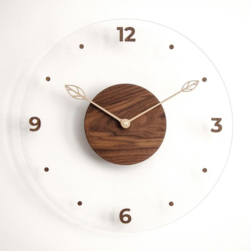 Solid Wood Digital Wall Watch Transparent Scale Clock Simple Style Hanging Clock  Wall Ornament