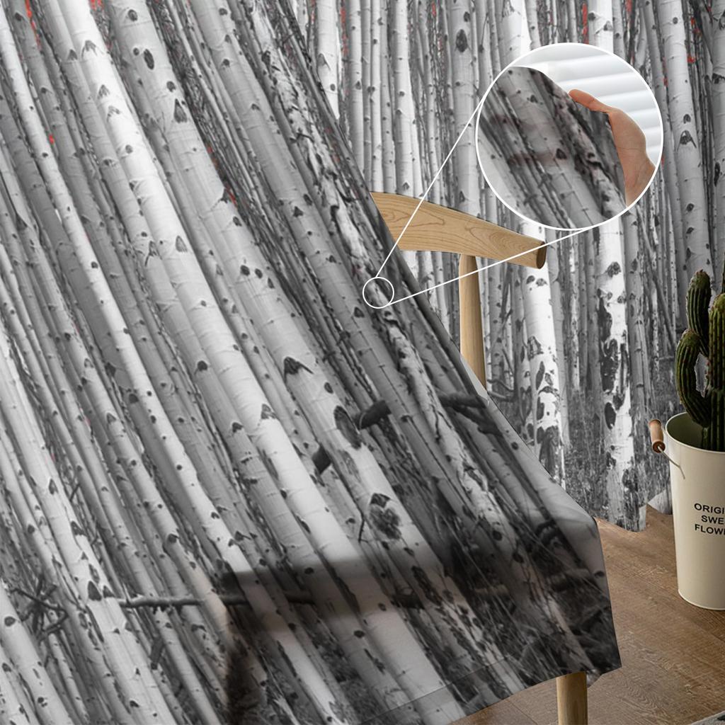 Red Leaves Birch Tree Forest Sheer Curtains Living Room Window Tulle Curtains For Bedroom Kitchen Home Decoration Voile Drapes