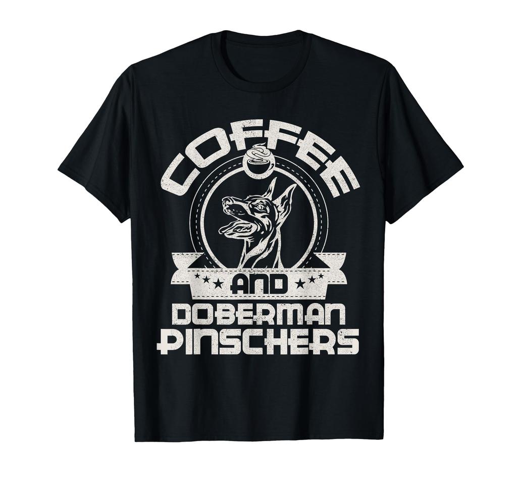 Coffee and Doberman Pinscher Coffee Drinking Dog Owner Lover T-Shirt