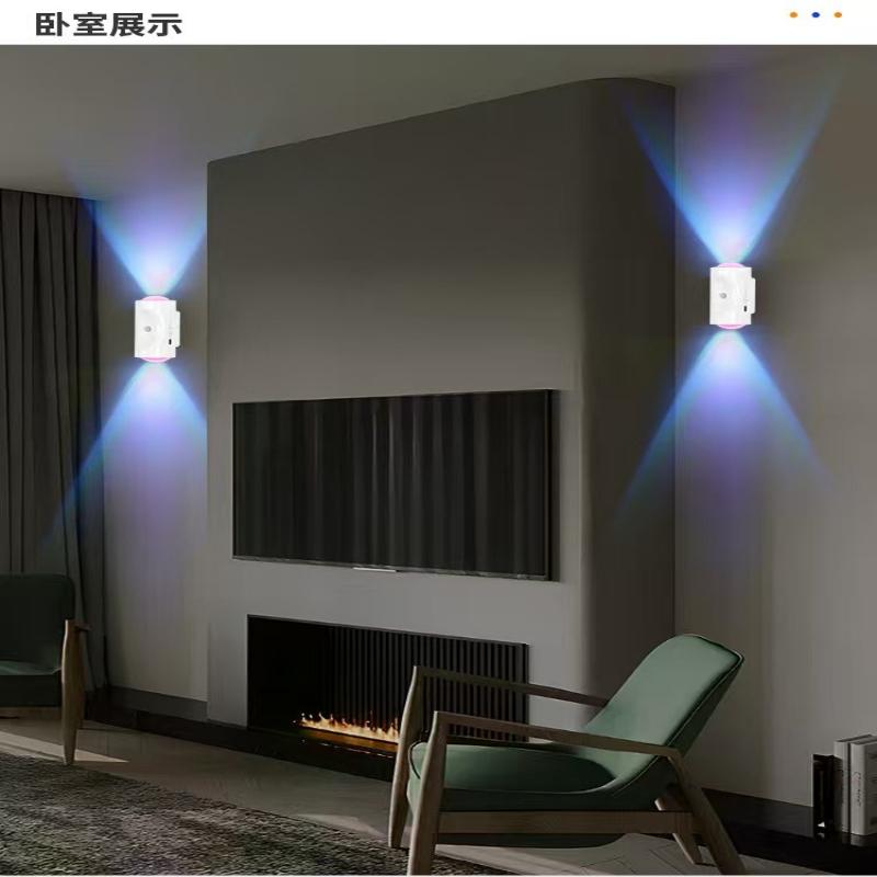 1Pc Charging Induction Wall Lamp Magnetic Suction Lamp Wireless Wall Lamp No Punching Double Head Wall Lamp Indoor Induction Wall Lamp