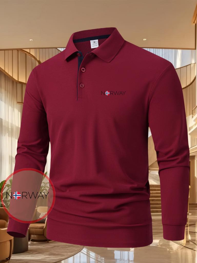 Men'S Long Sleeve Casual Summer Print T-Shirt - Fashionable Versatile Top, Geometric Design, Lightweight Polo Golf Shirt