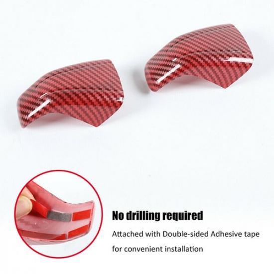 Red Carbon Fiber Rear Ceiling Roof Hook Cover Trim Fits Dodge Challenger 2015+ a