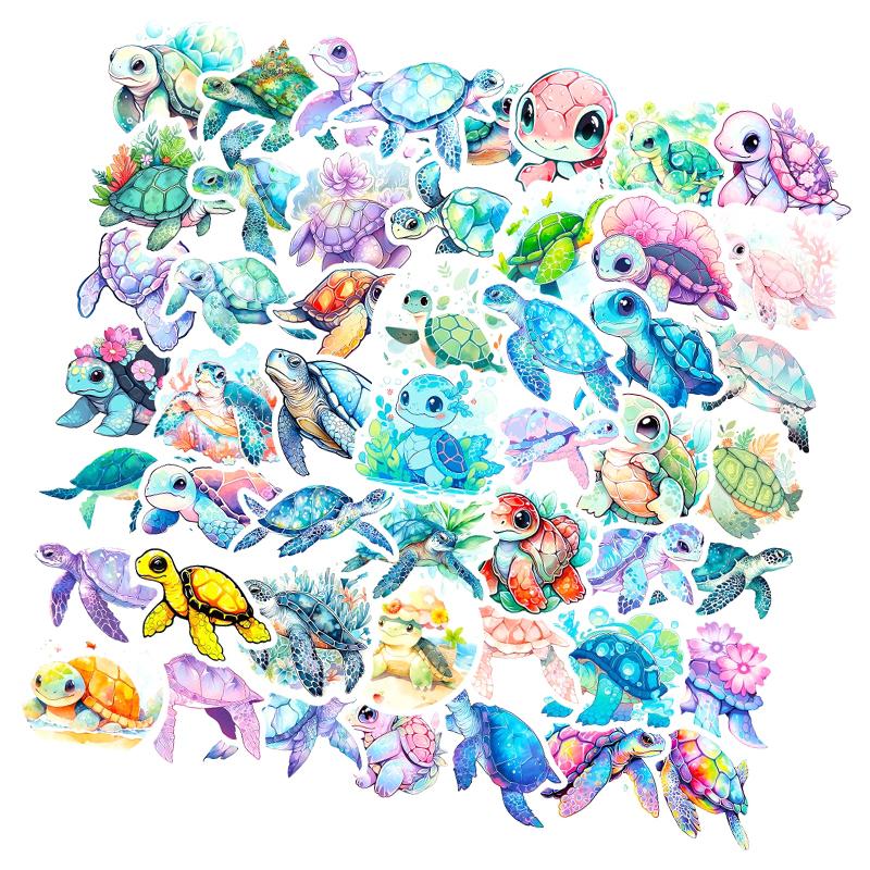 50Pcs Cartoon Colorful Sea Turtle Anime Stickers Laptop Phone Skateboard Motorcycle Car Waterproof Sticker Classic Toy