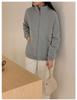 Yi Han Meng Women's Fleece Lined Zip-Up Cardigan - Warm, Korean Style Autumn/Winter Casual Sweatshirt with Stand Collar