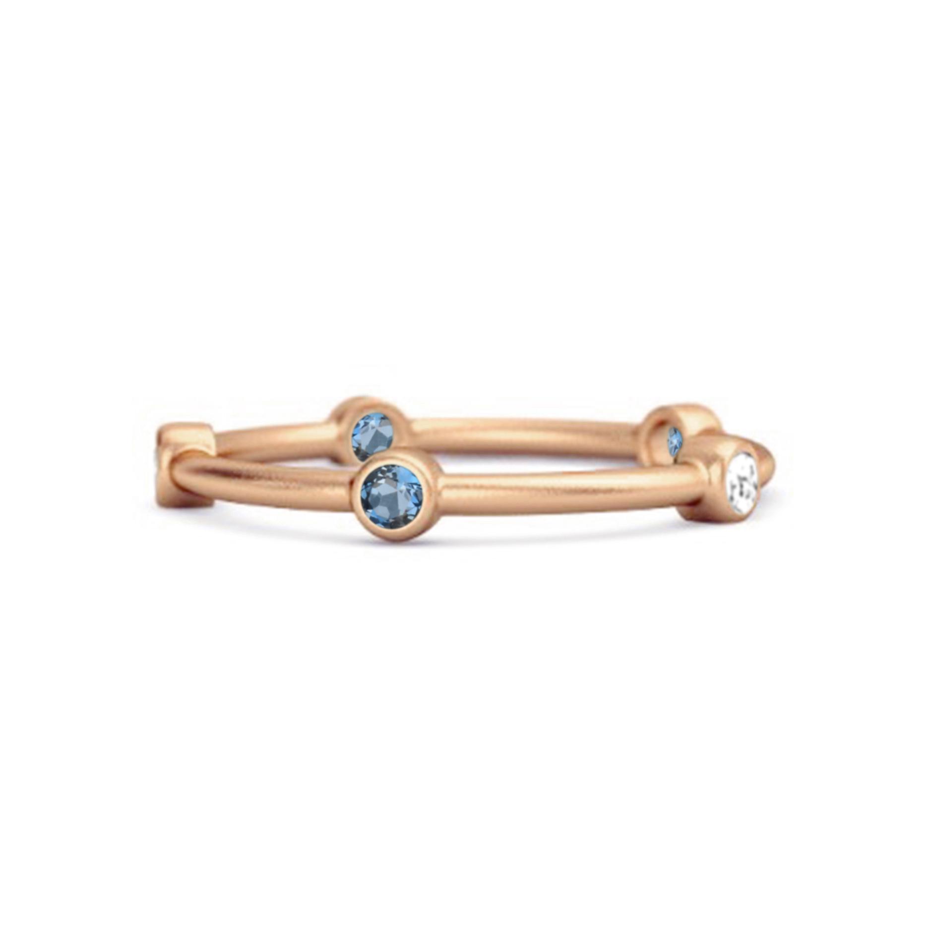 

London Blue Topaz Bezel- 925Set Stacking Band Ring - 925 Sterling Silver Rose Gold Vermeil 7 Яскраво-рожевий