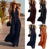 Huaqianguhh Damen Ärmelloser Jumpsuit, Reißverschluss Stehkragen Weiter Bein Hosenanzug Romper, Lässige Sommer Einteiler Outfits mit Taschen